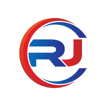 rj logo vector modern initial swoosh circle blue and red