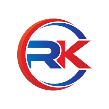 rk logo vector modern initial swoosh circle blue and red