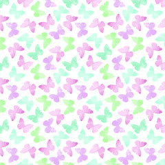Decorative, colorful, watercolor, abstract butterfly pattern which can be used for design fabric, backgrounds,  wrapping paper.