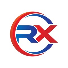 rx logo vector modern initial swoosh circle blue and red