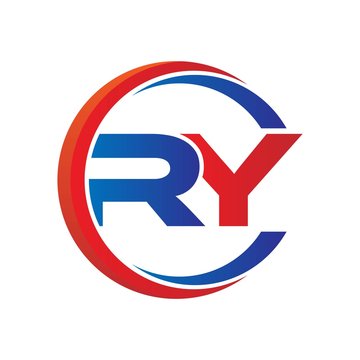 ry logo vector modern initial swoosh circle blue and red