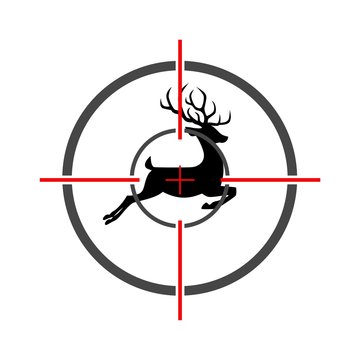 Hunting Season with Deer in gun sight 