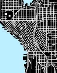 Seattle black and white vector map - 175567780