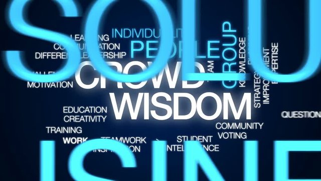 Crowd wisdom animated word cloud, text design animation.