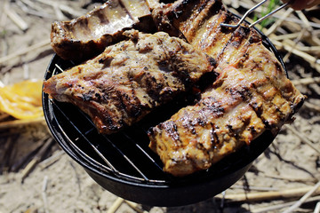 meat on the grill BBQ grilled rib