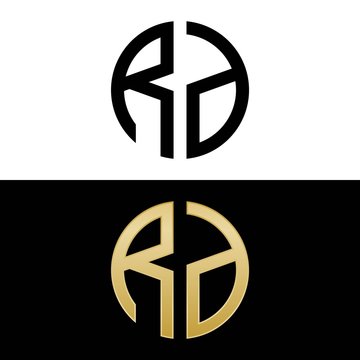 rd initial logo circle shape vector black and gold