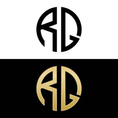 rq initial logo circle shape vector black and gold