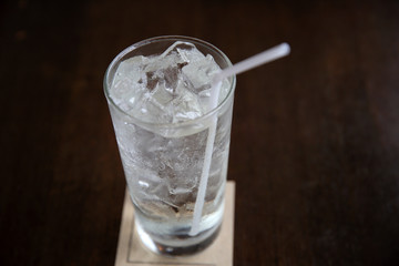 White soda on wood background