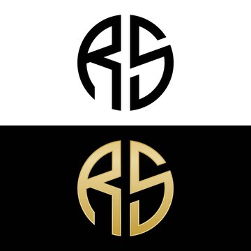 rs initial logo circle shape vector black and gold