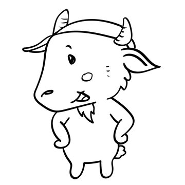 sg171006-cartoon goat standing-Vector hand drawn