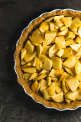 Raw apple pie for Thanksgiving preparation