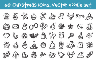 vector doodle christmas icons set