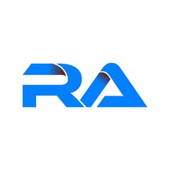 ra logo initial logo vector modern blue fold style