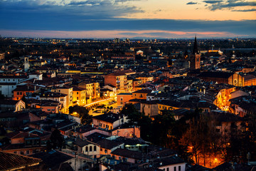Fototapeta na wymiar Aerial view of famous touristic city Verona in Italy at sunset