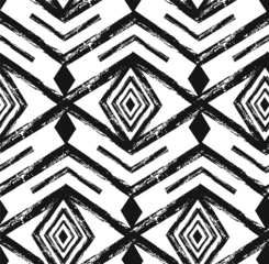Afwasbaar Fotobehang Visgraat Zwarte tribal Navajo vector naadloze patroon met doodle elementen. Azteekse abstracte geometrische kunstdruk. etnische hipster achtergrond. Behang, doekontwerp, stof, papier, textiel. Hand getekend
