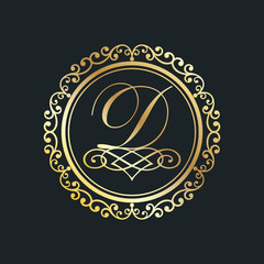 monogram letter d gold
