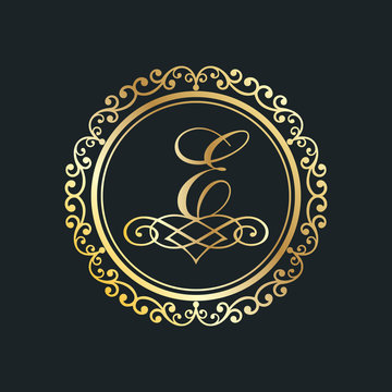 monogram letter e gold