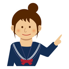 Girl pointing at something illustration