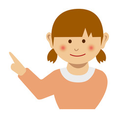 Girl pointing at something illustration