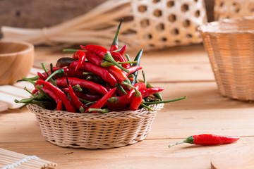 Red hot chili peppers in basket