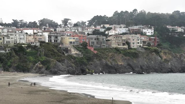The famous China Beach with houses at San Francisco, California, United States