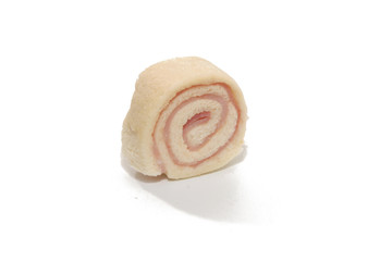 sausage roll sandwich on white background