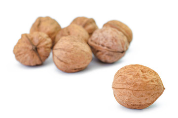 Walnuts isolated on white background