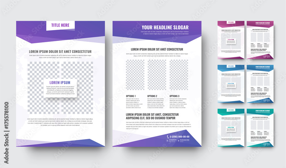 Poster template of a modern white flyer with blocks for text and photo