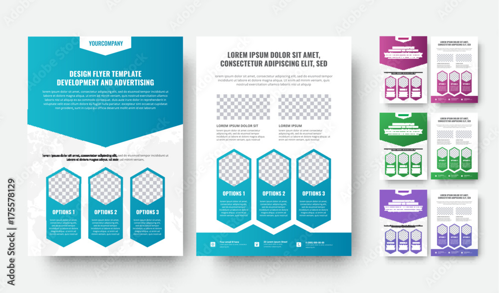 Poster Vector white flyer template with gradient design elements