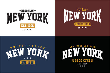 college New York Typography Design - obrazy, fototapety, plakaty