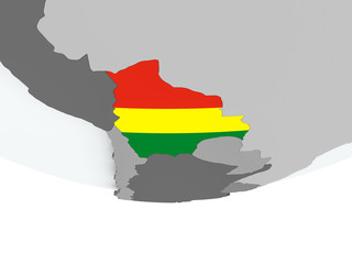 Obraz premium Bolivia with flag on globe