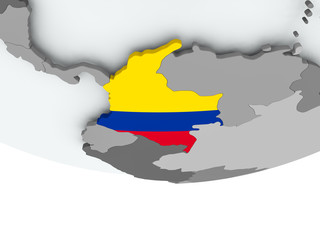 Fototapeta premium Colombia with flag on globe