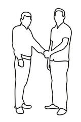 contour, sketch of a man handshake 