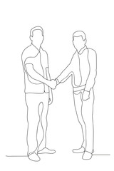 contour, sketch of a man handshake isolated