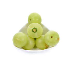 Indian gooseberry in white plate  isolated on white background