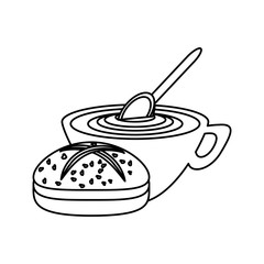 capuccino and sweet bread  vector illustration