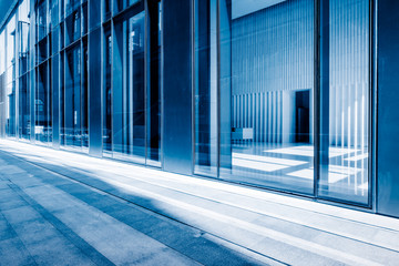 empty brick floor front of modern buildings in shanghai