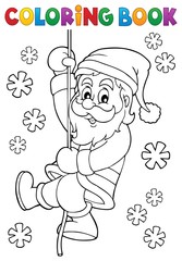 Coloring book climbing Santa Claus