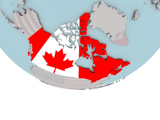 Canada with flag on globe