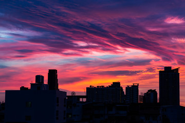 Fototapeta na wymiar Sunrise at city of Bangkok, Thailand.