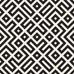 Geometric Ethnic Background with Symmetric Lines Lattice. Vector Abstract Seamless Pattern.