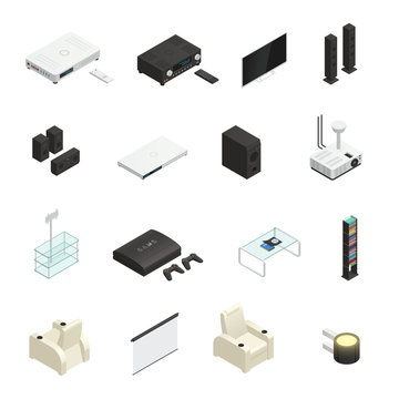 Home Theater Isometric Icons