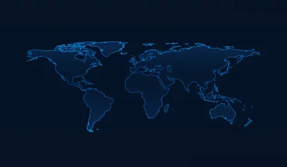 Deurstickers Light blue world map on dark blue background, Elements of this image furnished by NASA © grapestock