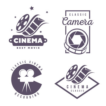 cinema labels emblem logo design element isolated on white background