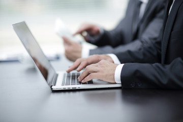 Fototapeta premium closeup.businessman working on laptop