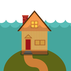 Underwater House Flat Vector Illustration