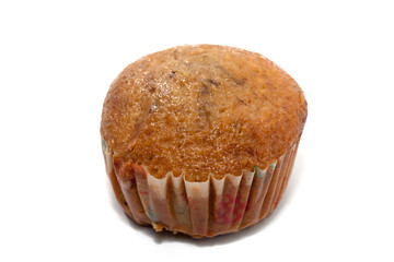 banana cupcake isolated on white background