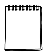 notebook / cartoon vector and illustration, black and white, hand drawn, sketch style, isolated on white background.