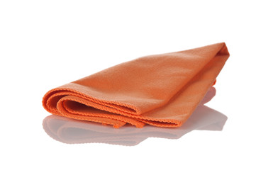 orange napkin from microfibre for cleaning  isolated