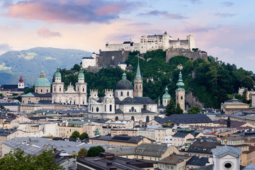 Fototapeta premium Salzburg stare miasto twierdzy panorama